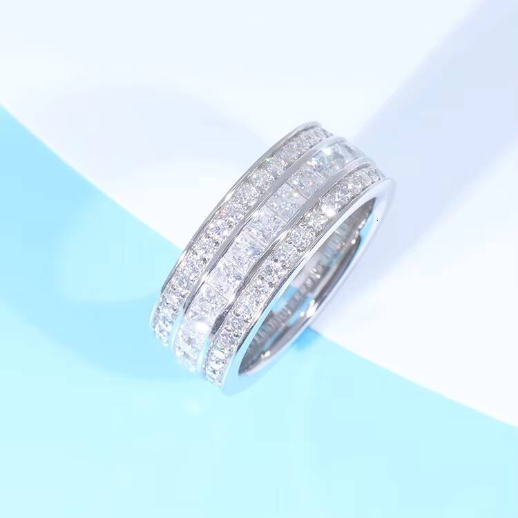 Fashionable Design Jewelry 925 Silver VVS Moissanite Iced Out Ring Cuban Ring for Hip Hop Men