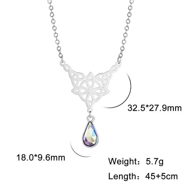 Stainless Steel Necklace Witch Knot Crystal Pendant Choker Neck Chain Necklace for Women Couple Jewelry Friends Wedding GiftsC250407