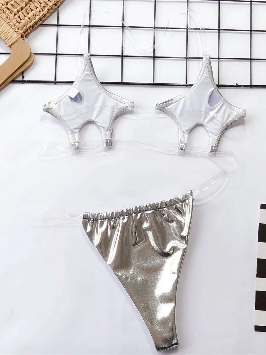 Dongdumaoyi Sexy Micro Bikini Women Pentagram Design Transparent Swimwear Neon Clear Strap See Through Thong Swimsuit Traje De Ba O