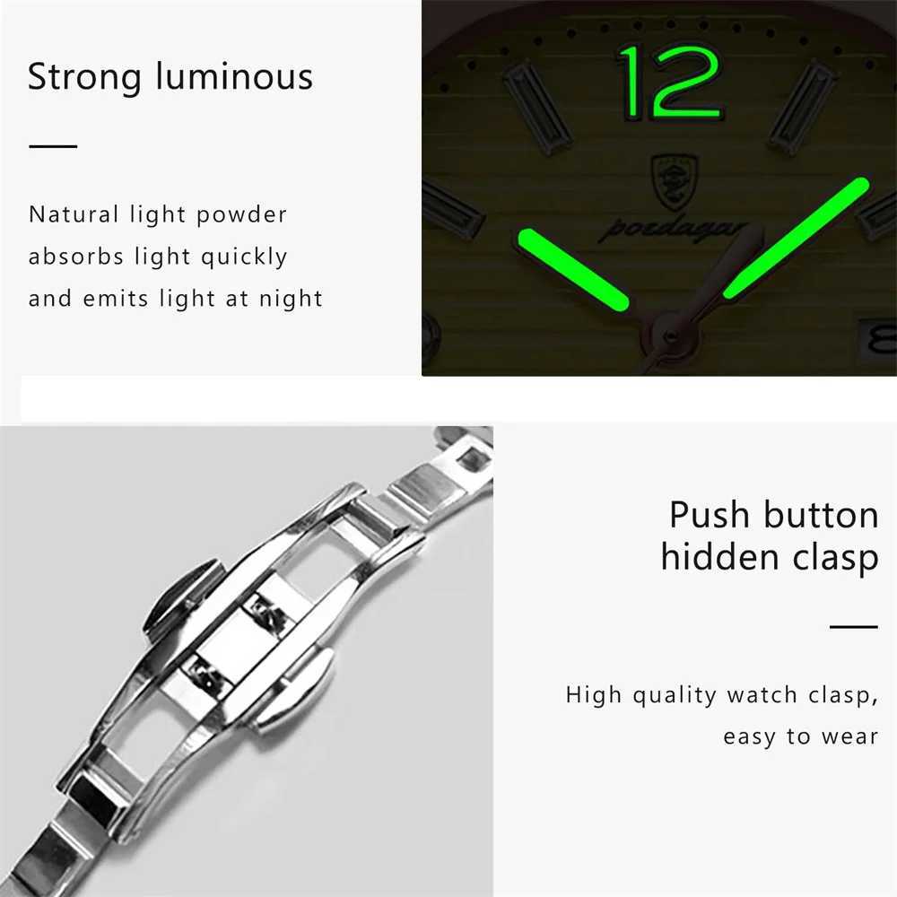 Poedagar brand luxury quartz womens watch waterproof stainless steel luminous date womens watch dress watch womens watchT250408