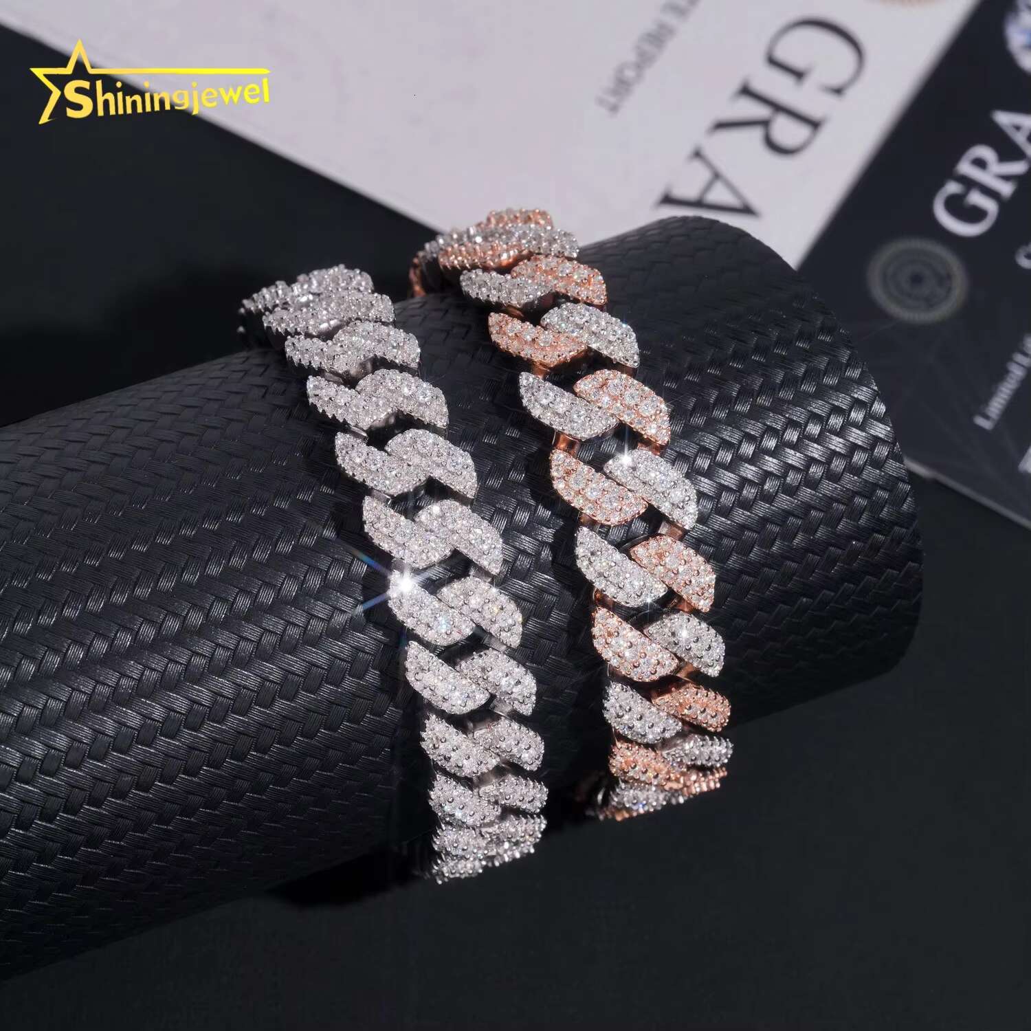 Hip Hop Jewelry Iced Out 925 Sterling Silver 13MM Width Moissanite Cuban Bracelet Custom VVS Moissanite Bracelet for Men