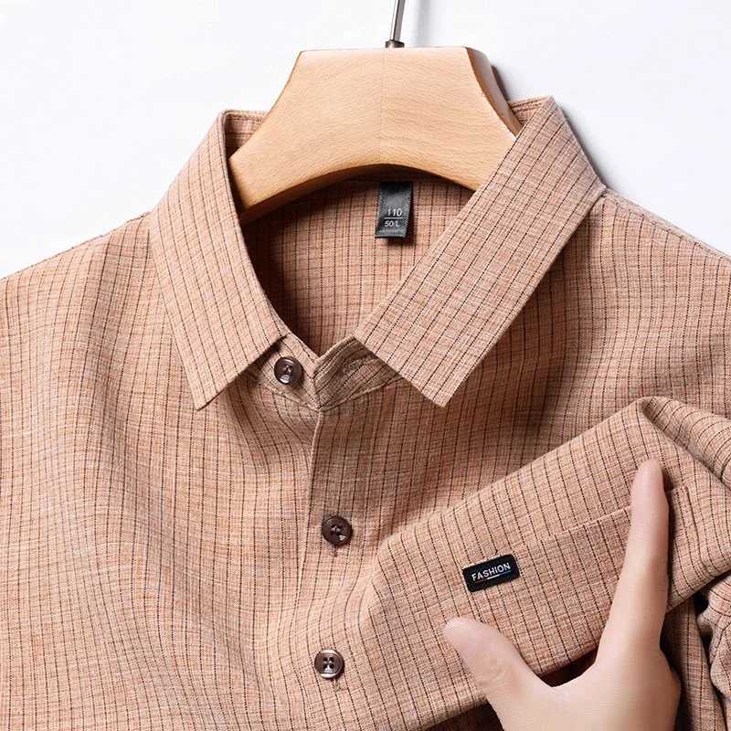 2024 mens business casual pure cotton linen short sleeved comfortable cotton topXJ250407