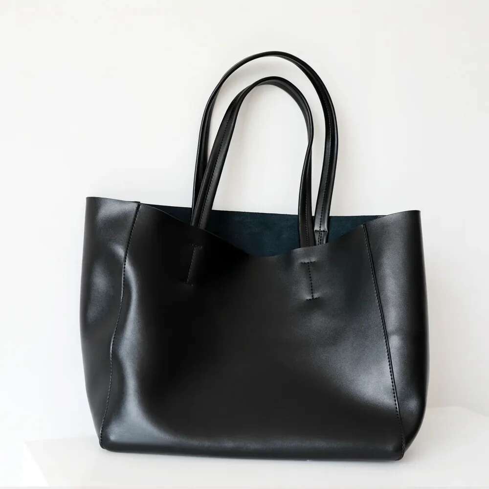 Winter Genuine Leather Women's Shoulder Bag Designer Ladies OL Handbags Female Large Capacity Business Computer Bags