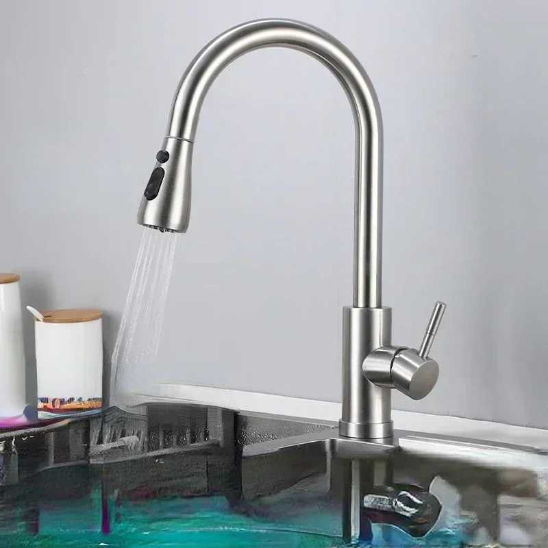 Bed nickel kitchen faucet single hole Pl outlet nozzle kitchen sink mixer faucet nozzle Chre/black mixer faucet Y250407