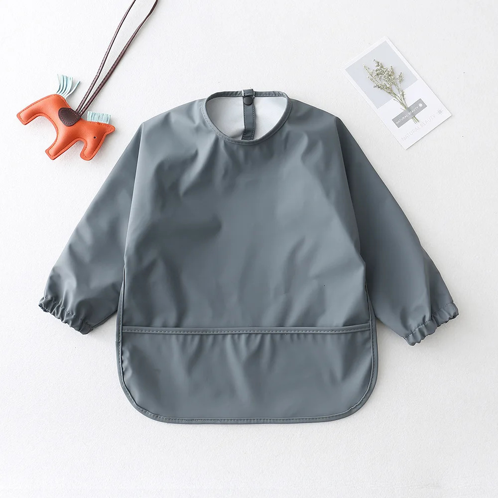 Solid Color Baby Pu Anti Dressing Eating Clothes Bib Super Soft Waterproof Baby Dirt Proof Feeding Clothe Soft Toddler Clothing 250408