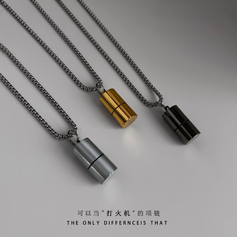 Lighter Titanium Steel Necklace, Men's Trendy Hip Hop Versatile Pendant, High Grade, Simple Necklace