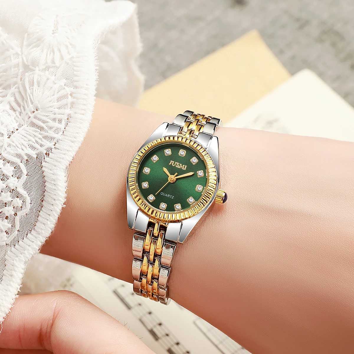 Ladies fashionable temperature small dial aurora watch diamond strap quartz watchT250408