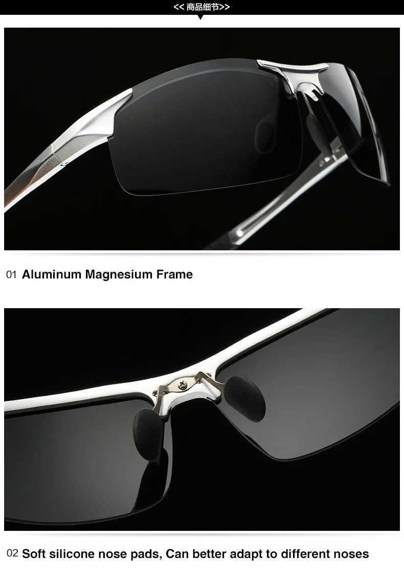 AORON Driving Polarized Sunglasses Mens Aluminum Magnesium Frame Sports Sunglasses Driver Retro Sunglasses UV400 Anti Glare W250408