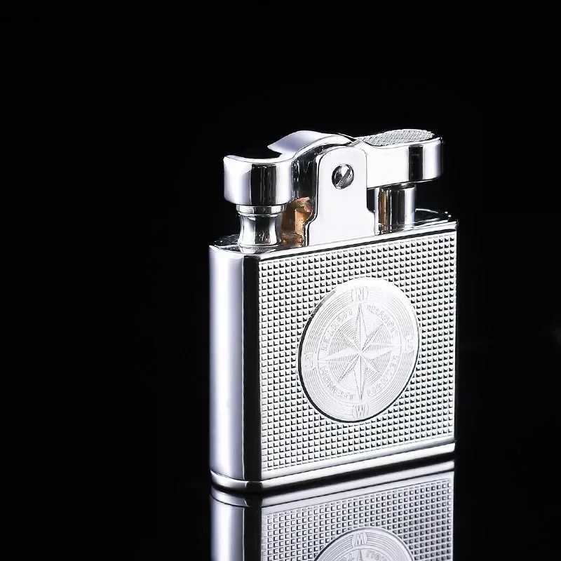 Luxury retro copper waterproof and windproof Kerosene cigarette lighter cigar lighter mens smoking tool mens gift small toolXJ250407