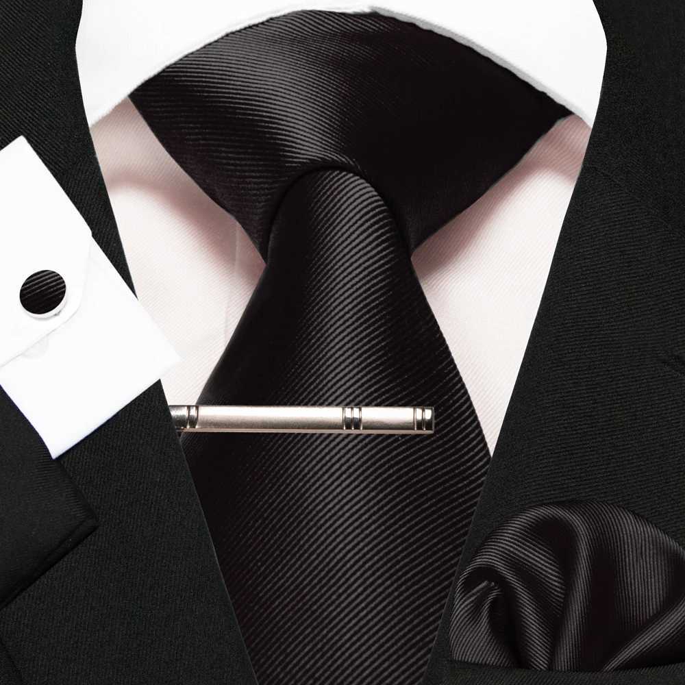 Classic Silk Men Solid Necktie Red Blue Green Business Wedding Tie For Men Handkerchief Cufflinks Set Gro Ties Gift X250407