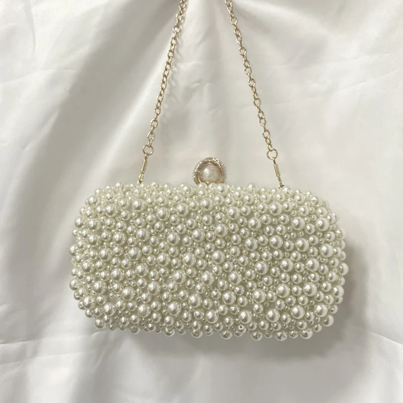 Womens Pearl Clutch Bag Crystal Evening Wedding with Chain Handbag er Party Wallet 250320