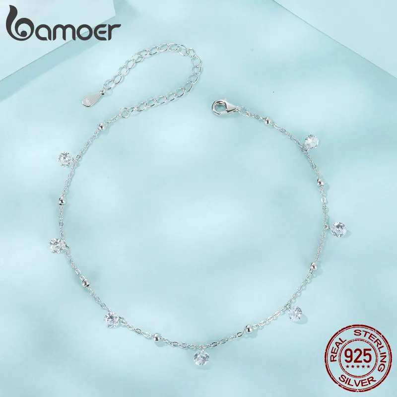 Zirconia Anklet 925 Sterling Silver Chian Bracelet for Leg Female Foot Jewelry For Women Leg Chain Fine Jewelry 250403