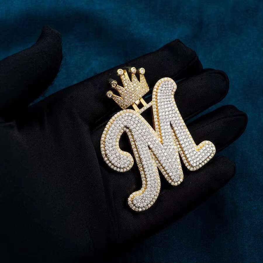 Pure sier gold-plated Moissanite jewelry popular hip-hop letter Mossanite chilled pendant