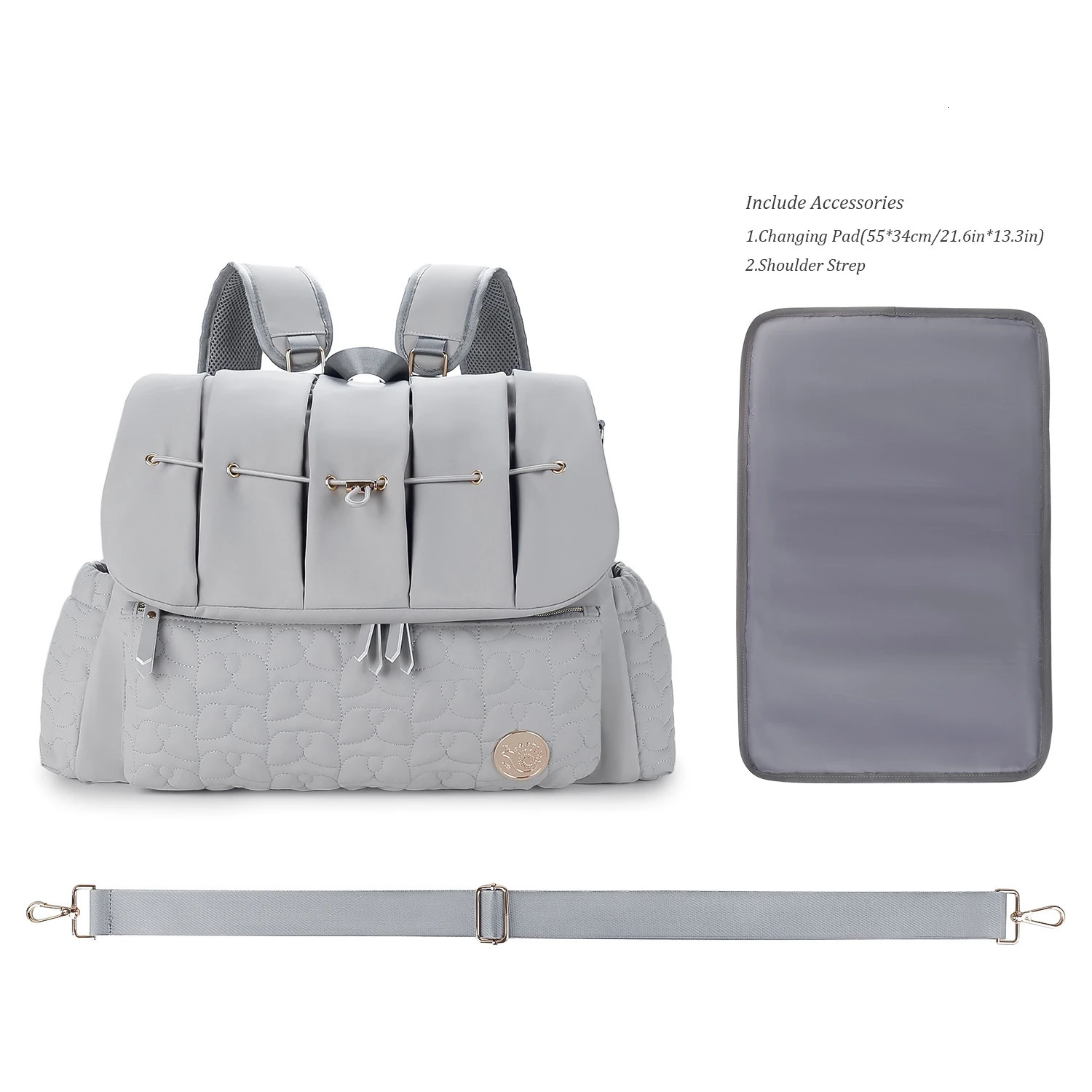 Baby Diaper Bag Waterproof Quilted Embroidered Mommy Backpack Large Capacity Women Shoulder Bag with Changing Pad 250407