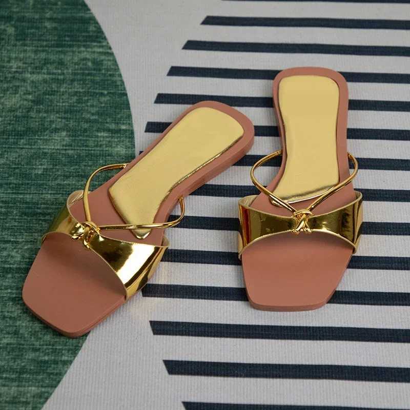 Womens Summer Pedal 2025 Fi Designer Sandals Womens Sexy Thin Belt Casual Beach Flat Shoes Shallow Womens ShoesXJ250407