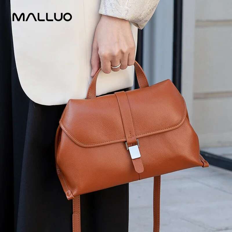 Women Cowhide Genuine Leather Shoulder Ladies Solid Fashion Handbag Designer Crossbody Bags Female Minimalist Bag
