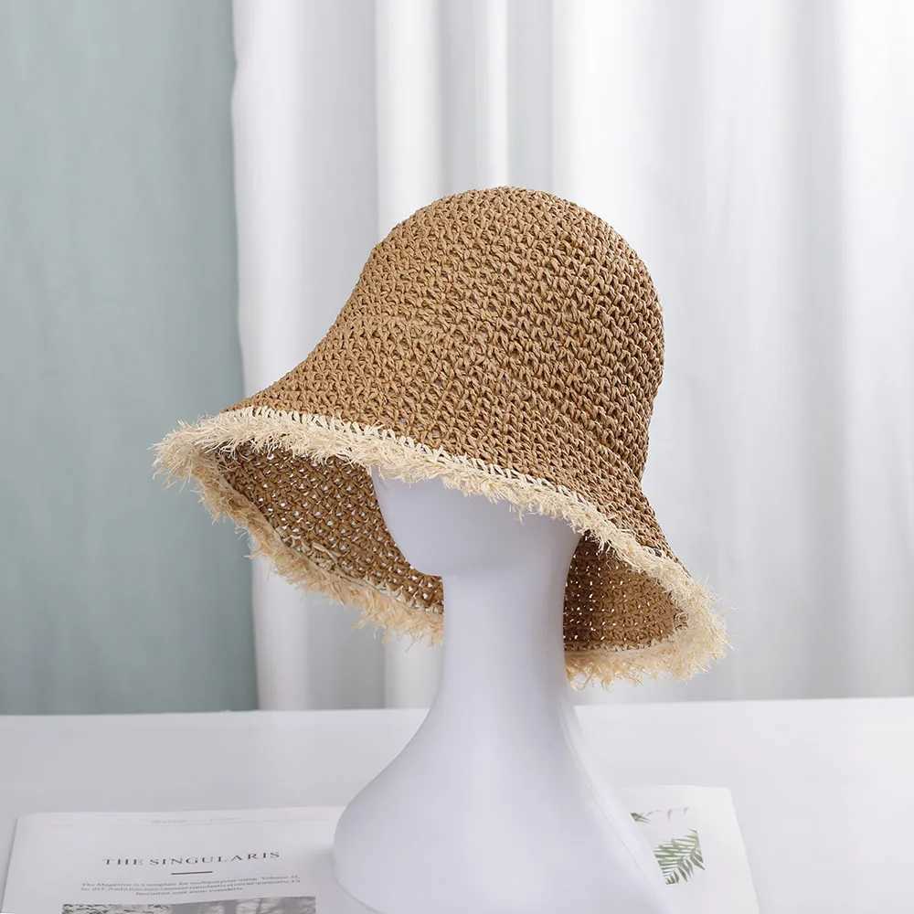 2023 Wens Straw Hats Chinese Straw Hat Panamas UV Protection Sun Visor Beach Hats Wen Visors Foldab Fa Summer Sun HatC250407