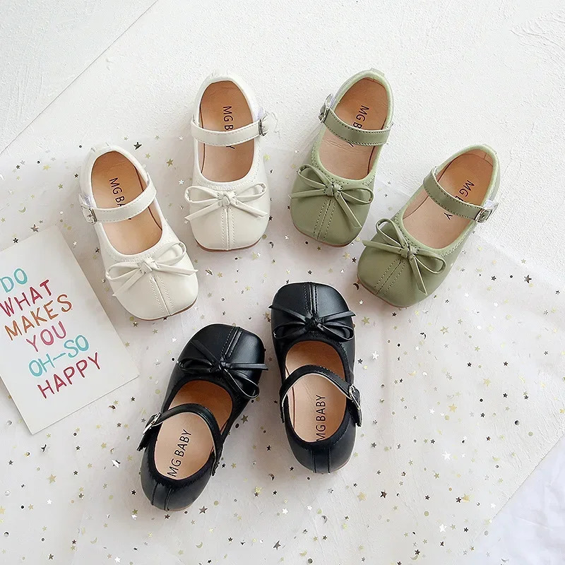 Fashion Mary Janes Shoes For Baby Butterfly Girls Flats Soft Singe Shoes For Kids Girls PU Leather Shoes 250407