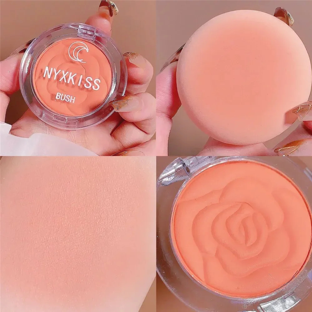 Embossed Petals powder blusher Peach Pink Orange Tone Makeup Palette Cheek Outline Red Lasting Brightness 250325