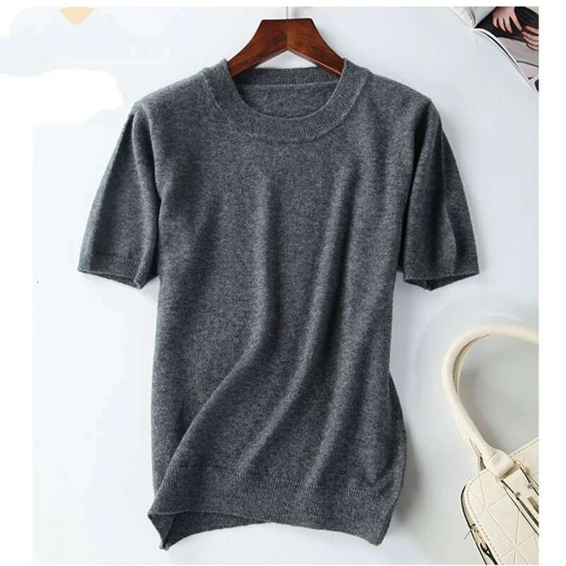 New Arrival Summer Cashmere Wool Sweater Spring Autumn Women Solid Short Sleeve O-Neck Pullovers Jumper Knitted Sweaters