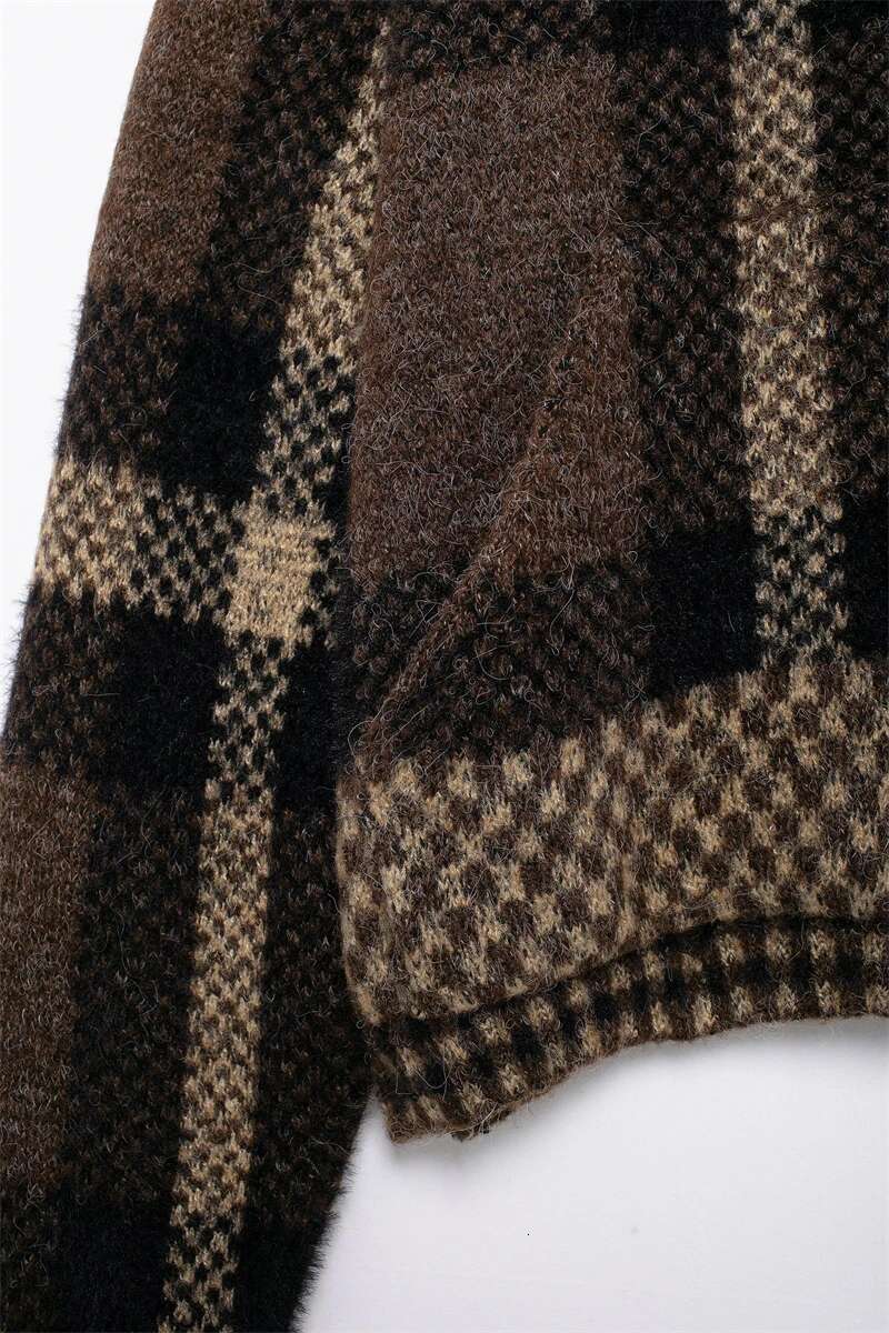 Women's Jackets Fall-Winter 2024 New Check-Knit Bomber Casual Fashion Women's Top Jacket