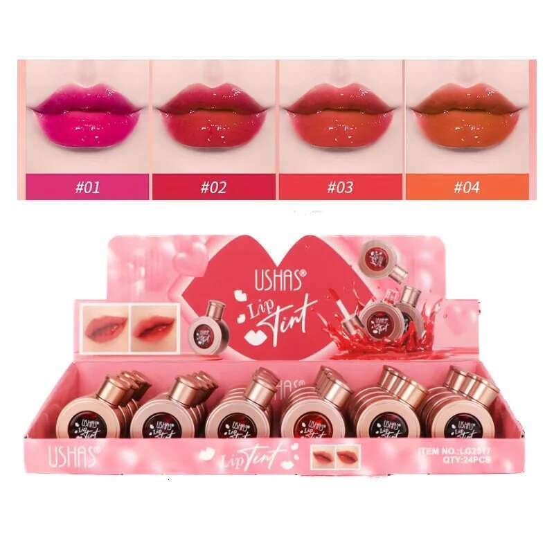 4 Colors Fruity Water Tint Set Highly Pigmented Lip Gloss Waterproof Non-Sticky Longlasting Women Lips Cosmetics Bulk