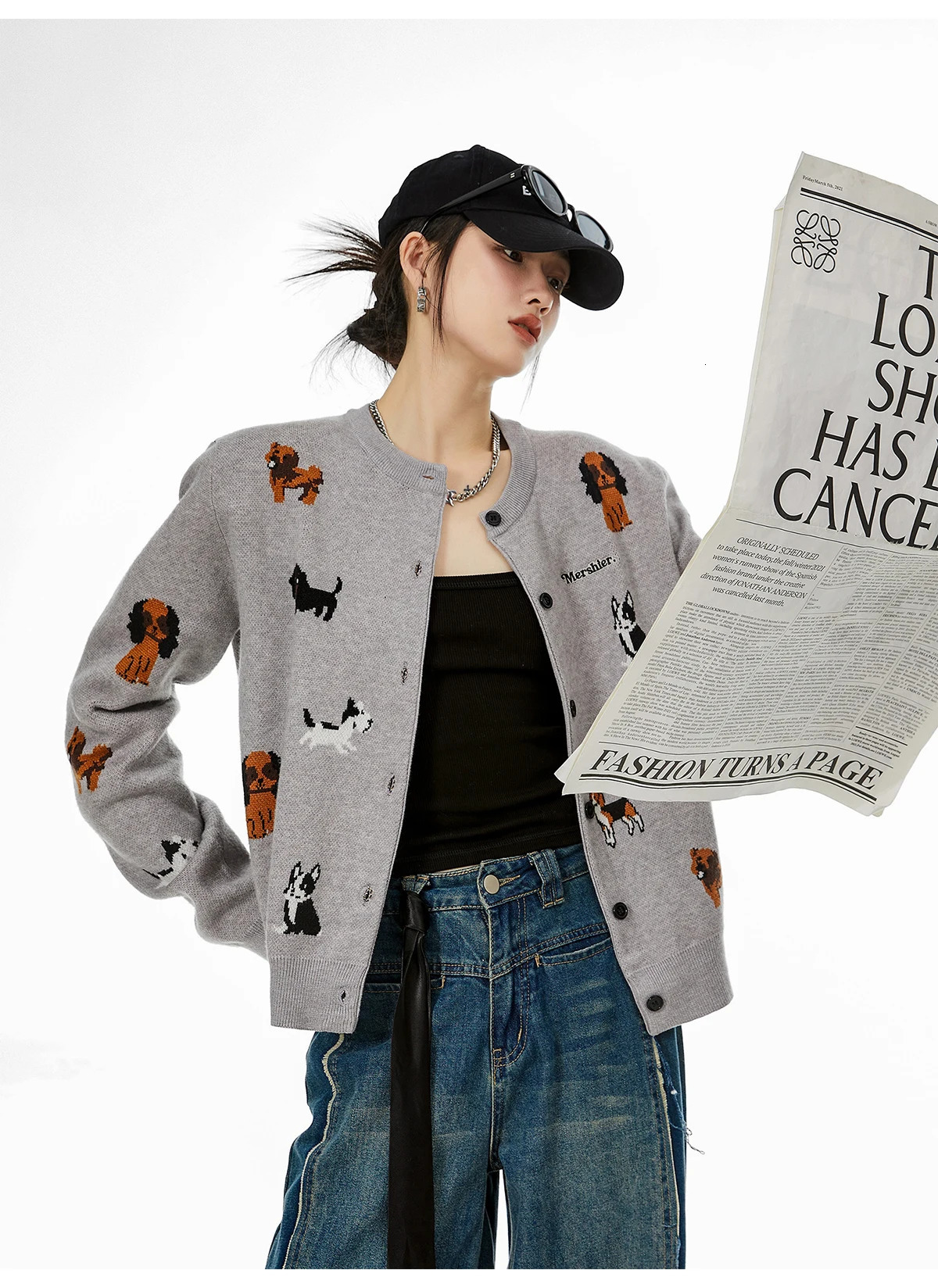 Knitted sweater cardigan woolen womens embryonic fashion single chest versatile American short shirt spring jacket LazyStyle 250407