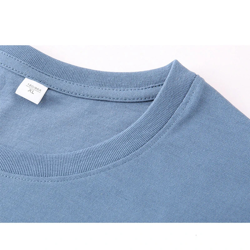 Long sleeved mens 100% pure cotton T-shirt top mens autumn basic solid color T-shirt womens casual fit size M-5XL mens 250402