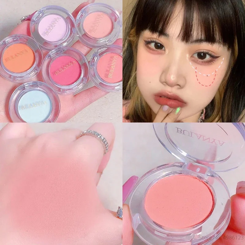 Monochrome soft matte powder blusher orange peach pink natural red cheeks purple blue nude makeup bright face 250325