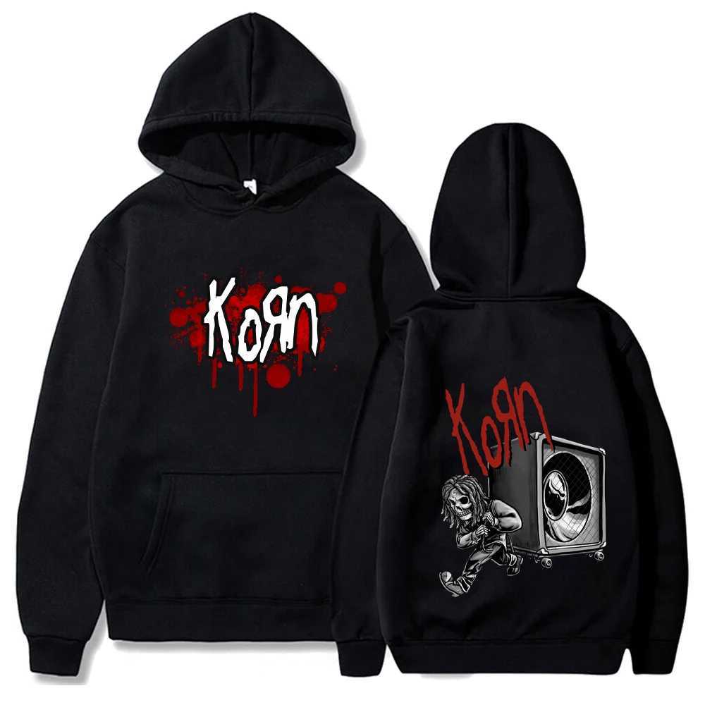 Rock band Korn has received a lifestyle print hoodie for mens retro sportswear unisex mens wool over Dalian hoodie loose streetwear W250408