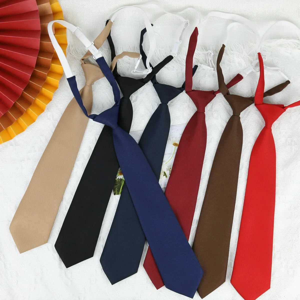 Lazy JK Small Necktie Black Wine Red Solid Dark Blue Korean Wen Sweet Grils Student Basic Style School Uniform Classic Ties X250407