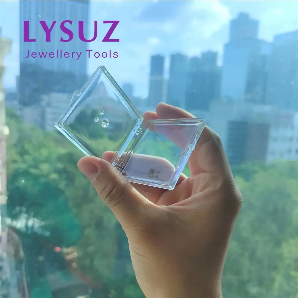 10pcs Adhesive Gems Box Diamond Display Box Show Case Packaging Tray Jewelry Acrylic Sticky Small Gemstone Modeling 250407