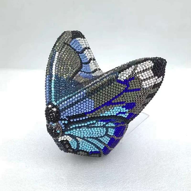 XIYUAN Lady New Butterfly Gems Evening Purse Minaudiere For Party Rhie Handbags Bridal Wedding Crystals Clutch Bag