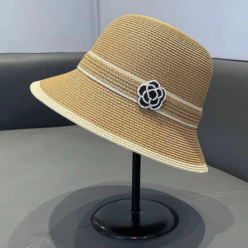 Wens New Straw lia Bucket Hat Spring and Summer Japanese Egant Sunscreen Hat Straw HatC250407