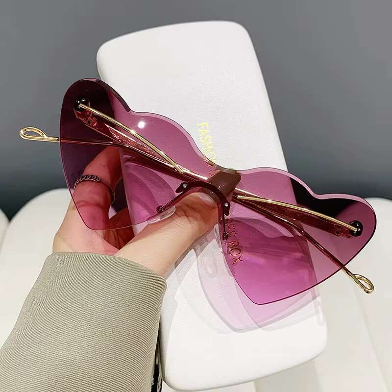 New Trend Creative Funny Hip Hop Party Eyeglasses Rimless Ladies Heart Shape Sun Glasses