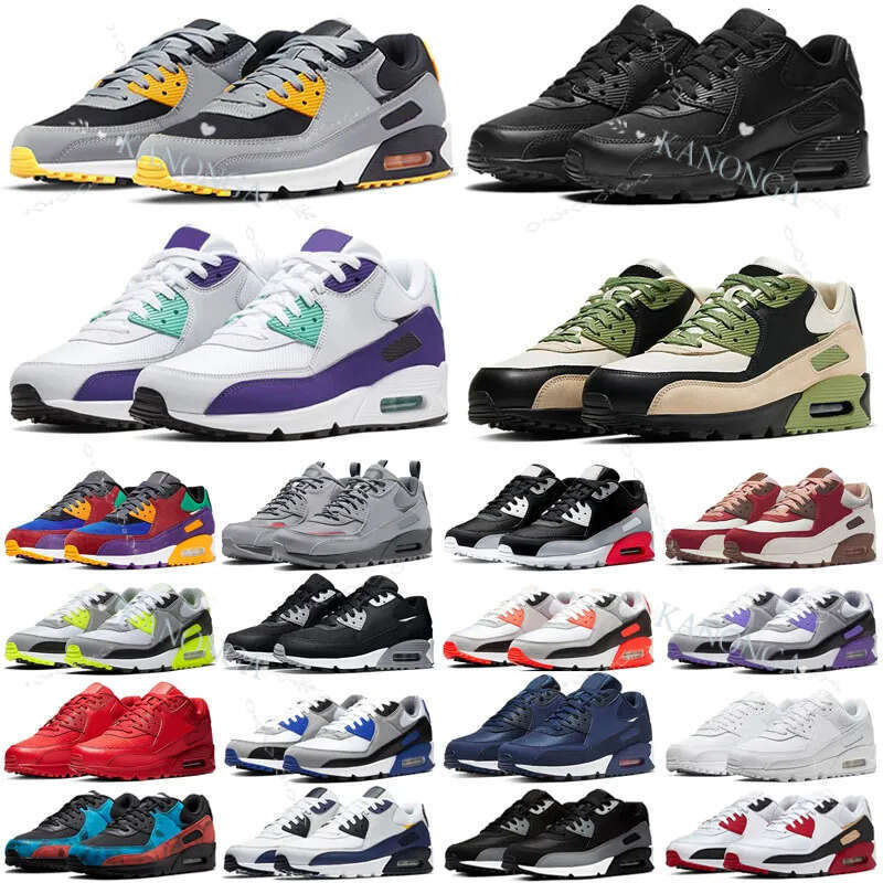 Classic 90 Mens Running Shoes OG Triple White Black UNC Wolf Grey Polka Dot Infrared Supernova Total Orange Lahar Escape Hyper Grape Royal 90S Women Sneakers