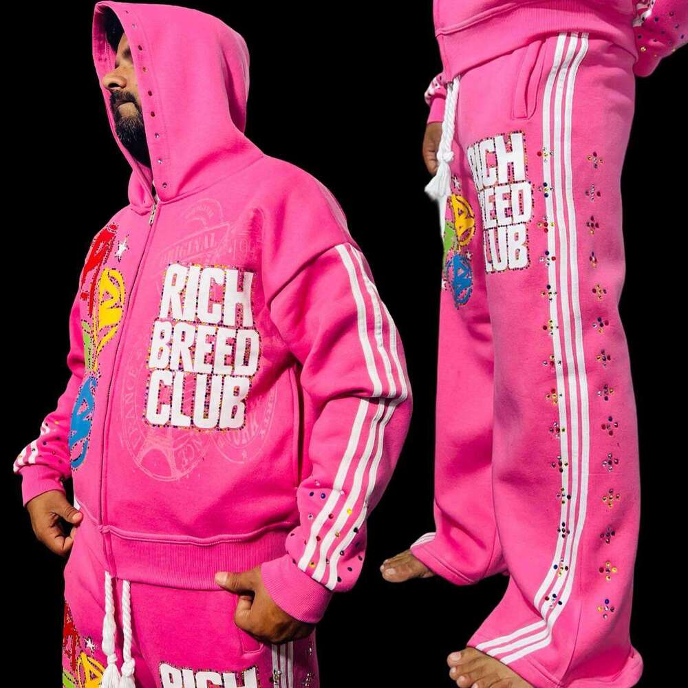 Oversized high street printed letters hip hop vintage hooded sweatshirt zipper cardigan jacket trendy