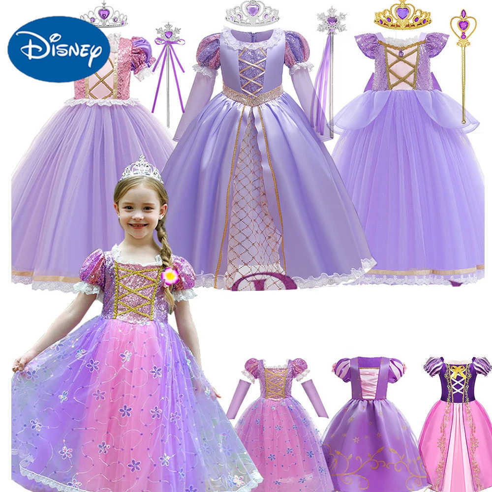 Disney Princess Girl Dress Purple Costume Vestido Luxury Birthday Party Ball Gown Child Girl Clothing Fancy Halloween Carnival X250408