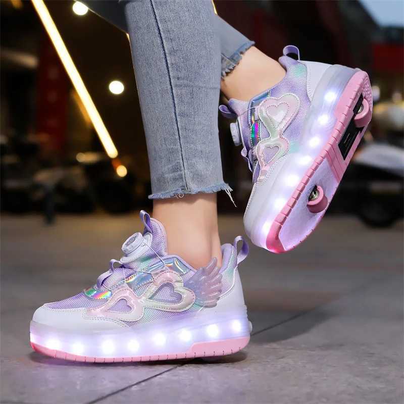 Walking shoes girls shoes will shine ice skating shoes new outdoor running roller skates fashionable childrens sports shoes breathable mesh shoes W250