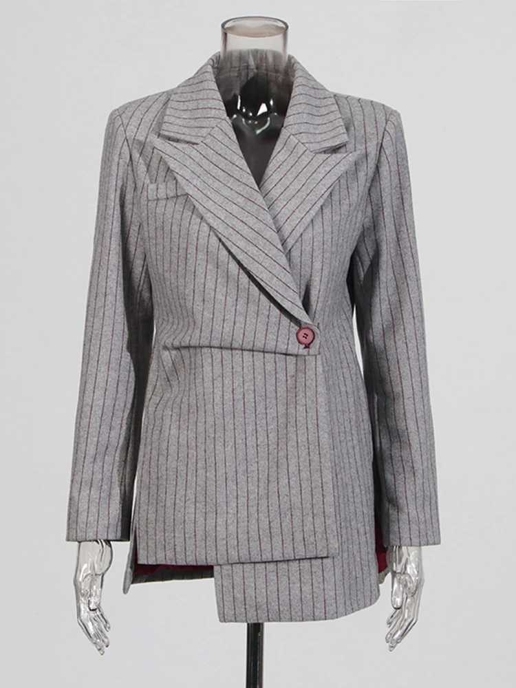 TWOTWINSTYLE Stripe Printed Asymmetric Fashion Womens Jacket Open Front Long Sleeve Weight Loss Jacket Womens Fashion New M250408