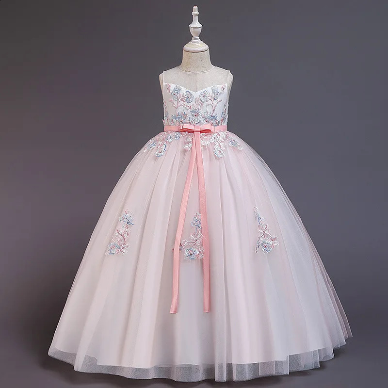 Summer Girls Dress Bridesmaid Elegant Party Princess Dress For Girls Embroidered Wedding Communion Gown Teen Carnival 3-10year 250408