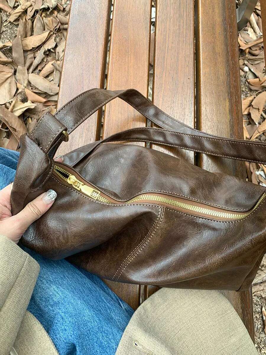 Maillard Retro Crossbody Pu Material Simple Casual Shoulder Bag Suitable For Women s Daily Travel Shopping Ll