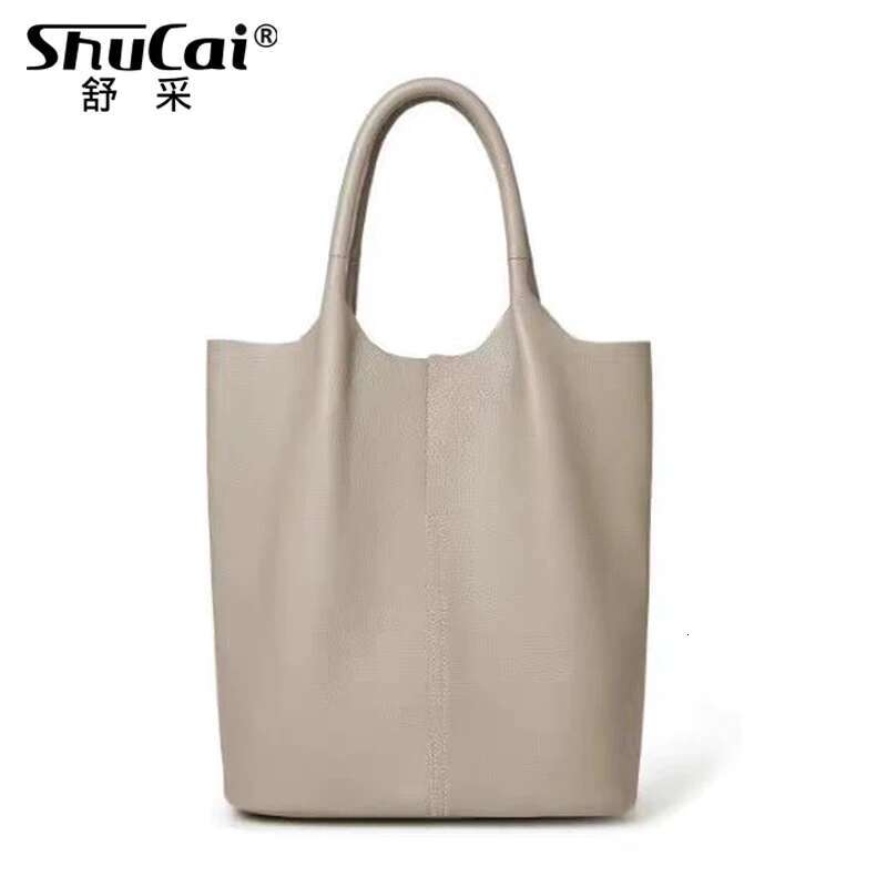 Genuine Women's Bucket New Soft Leather Handheld Shoulder Fashion Female Large Capacity Tote Bag