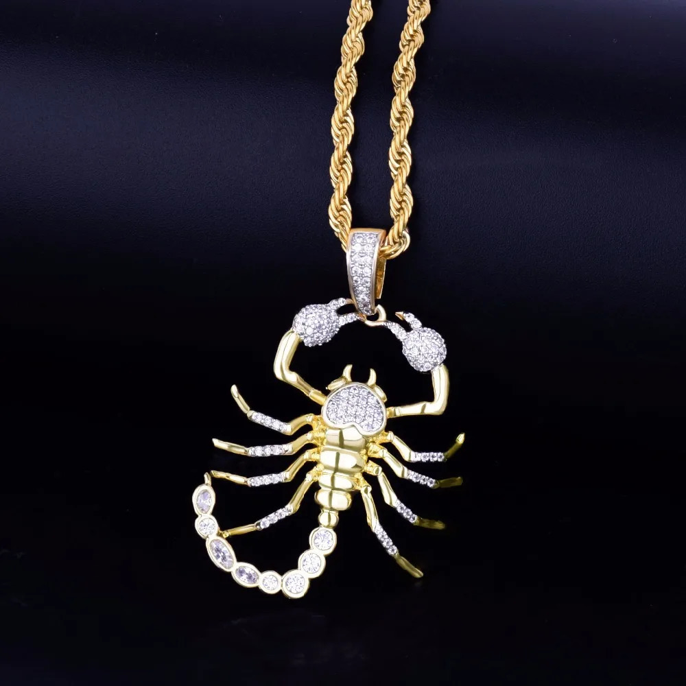 Hip Hop Ice Out Zircon Poisonous Scorpion Pendant Necklace Men Women Cool Punk Rock Street Party Jewelry Gifts 251105