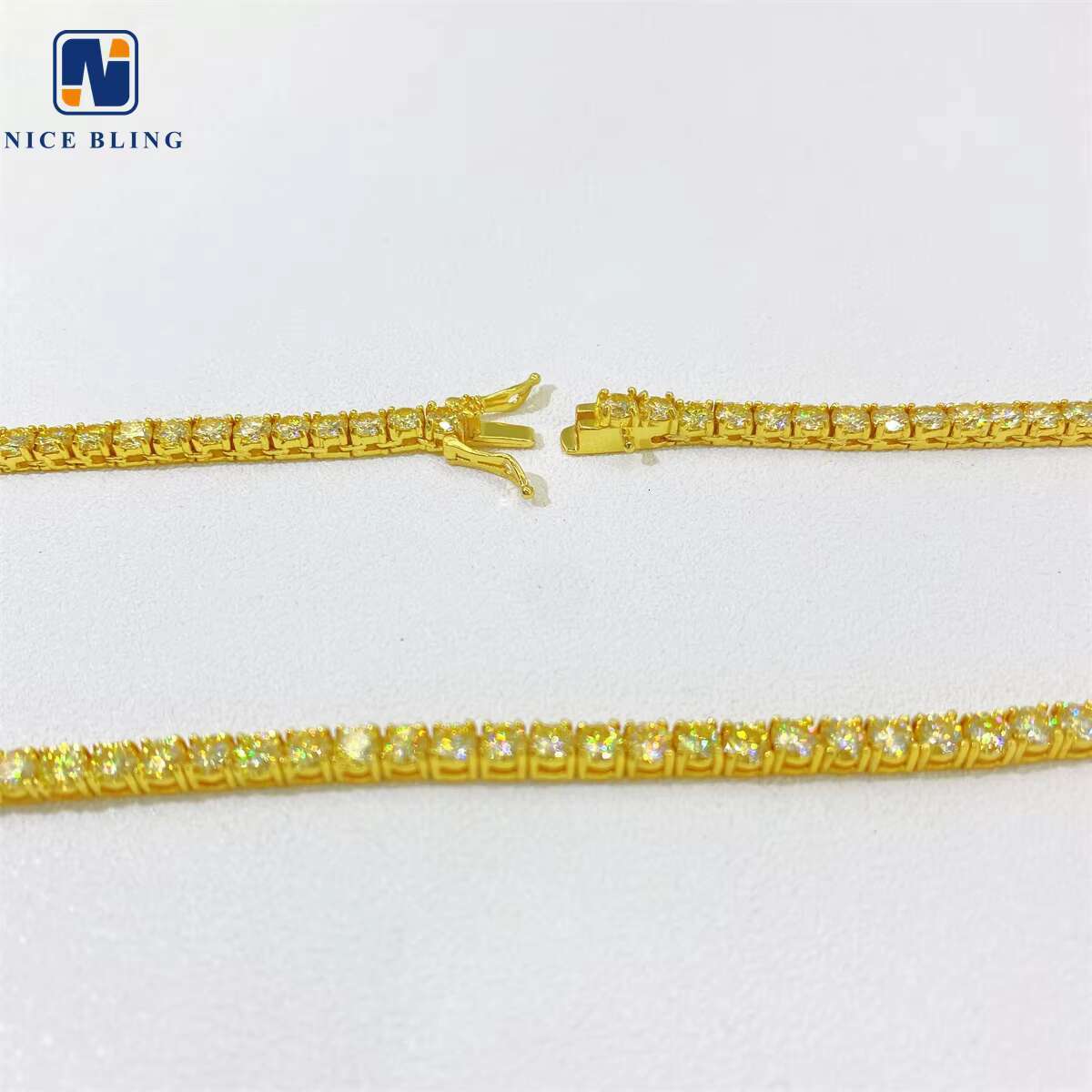 Bling HipHop Jewelry Yellow Tennis Chain Iced Out VVS Moissanite Diamond 4mm Colorful Tennis Fashion Jewelry Necklaces