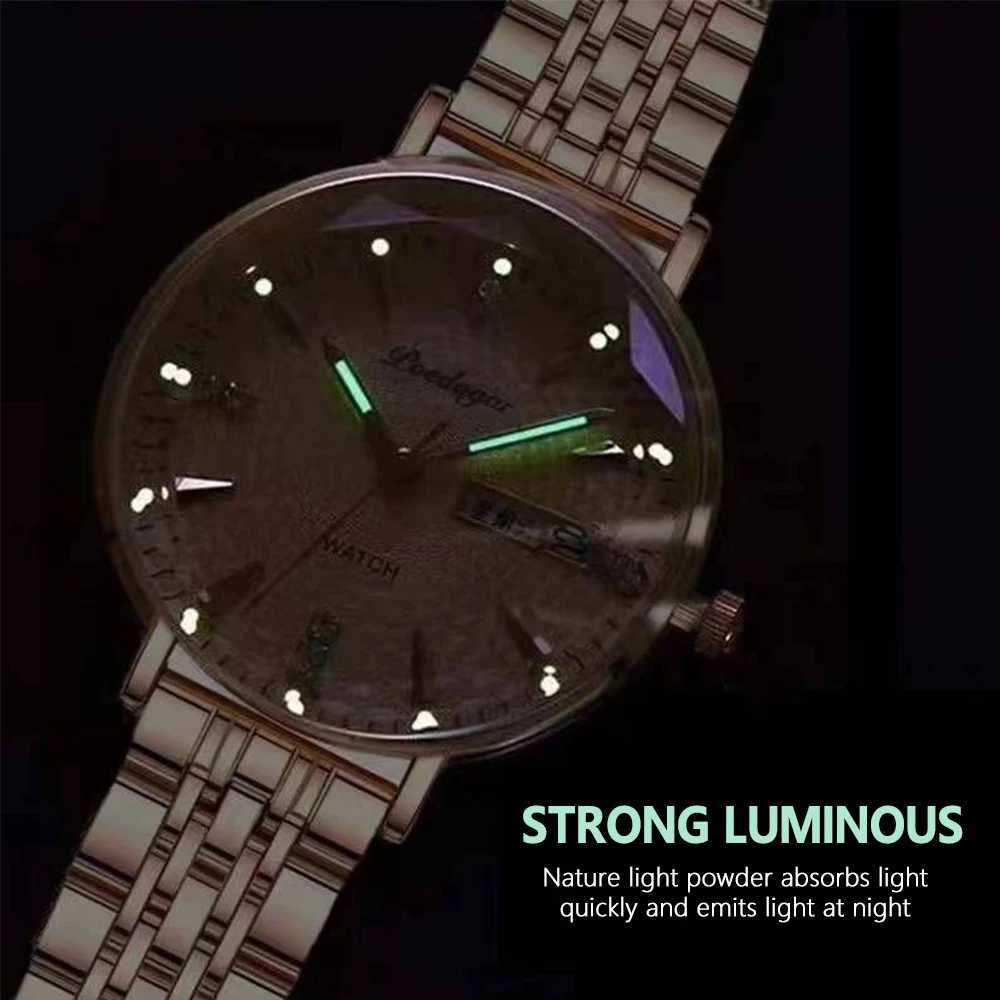 Poedagar Watch Womens New Fashion Luxury Stainless Steel Watch Bracelet Simple Rose Gold Waterproof Luminous Womens WatchT250408