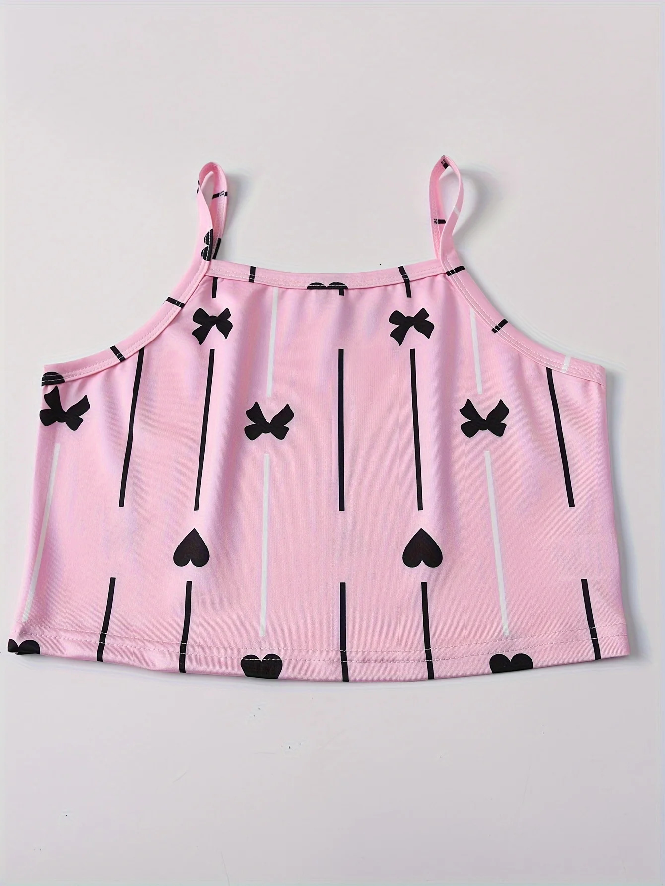 3-Piece Girls Striped Print Satin Pajama Set - Soft Breathable Loungewear with Button Up Lapel Collar Blouse Cami Top Pants 250407
