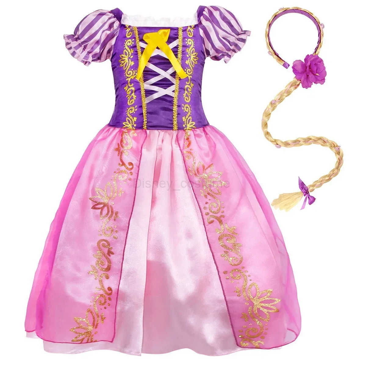 Disney Rapunzel Princess Dress Costume For Kid Girl Halloween Cosplay Puff Sleeve Birthday Party Dresses Gowns Children Clothes X2504081
