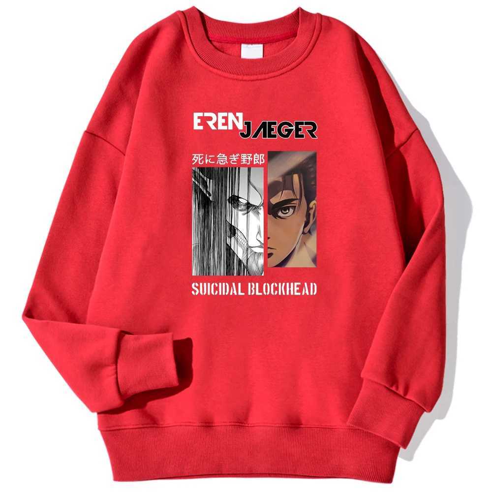 Eren Jaeger attacks Titan Printing mens sportswear fashionable and comfortable hooded sweatshirt retro soft pull Korean warm sportswear W250408