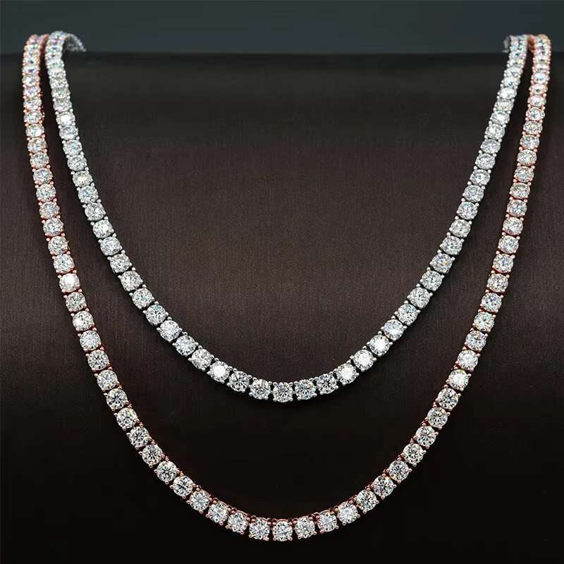 Fine Jewelry 4mm D VVSTennis Bracelet 18K White Gold S925 Silver Bracelet Mossanite Diamond Chain Paving Moissanite Tennis Chain